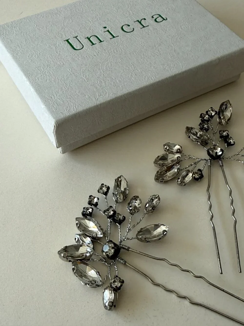 UNICRA Set of 3 Crystal Bridal Hair Pins Silver Rhinestone Wedding Updo